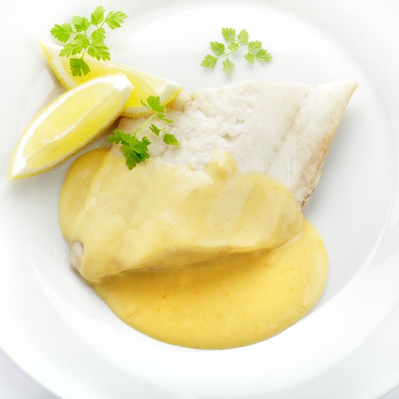 Seelachs in Senfsauce