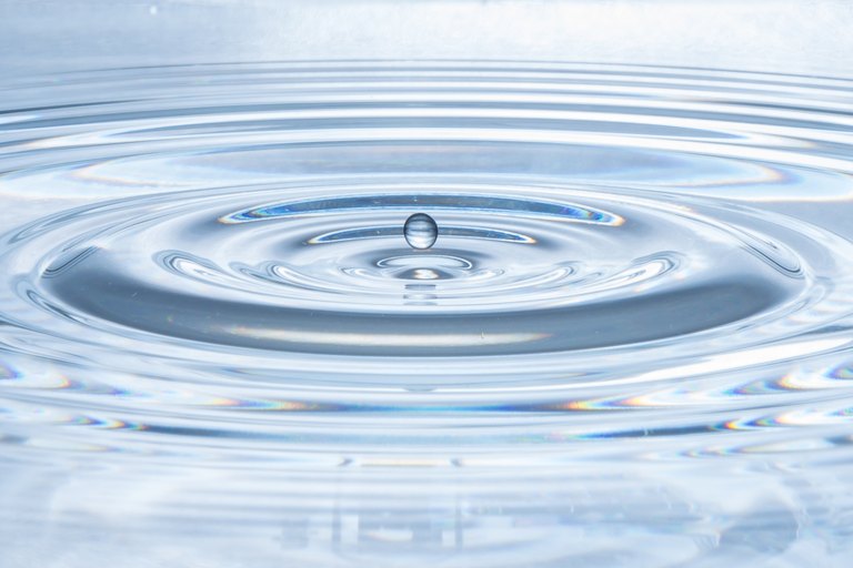 Wassertropfen fallen ins Wasser und bilden Kreise auf der Oberfläche. 
